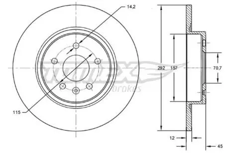 Диск тормозной (задний) Chevrolet Cruze/Opel Astra J 09- (292x12) TOMEX TX7259