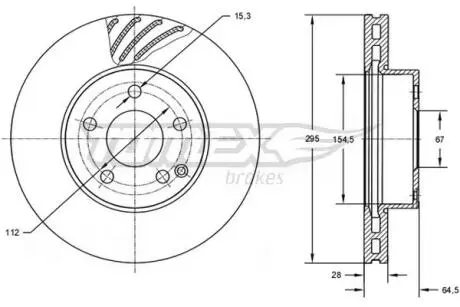 Диск гальмівний (передній) MB E-class (W211/W212/S211/S212) 02-09 (295x28) TOMEX TX7276