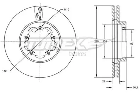 Диск гальмівний (передній) Ford Transit 06- (280x28) PRO TOMEX TX7284