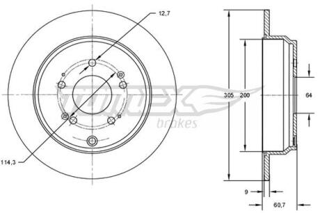 Диск тормозной (задний) Honda CR-V IV 12-16 (302x10) PRO TOMEX TX7304