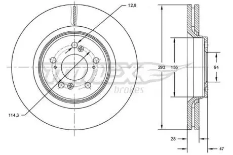 Диск гальмівний (передній) Honda CR-V III-IV 2.0-2.2D-2.4 06- (293x28) TOMEX TX7307