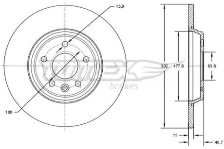 Диск гальмівний (задній) Volvo S60/S80/V60/V70 06-18 (302x11) (з покр.) TOMEX TX7308