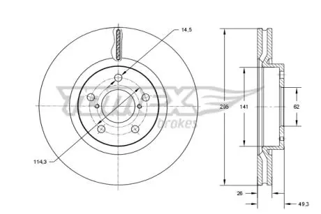 Диск тормозной (передний) Toyota Avensis/Corolla 03-09 (295x26) PRO TOMEX TX7323