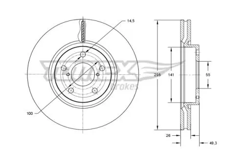 Диск тормозной (передний) Toyota Avensis 03-08 (295x26) (с покрытием) (вентилированный)) TOMEX TX7325