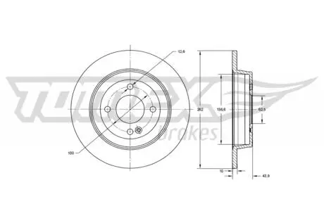 Диск тормозной (задний) Hyundai Accent IV 10-/Kia Rio III 11- (262x10) TOMEX TX7335