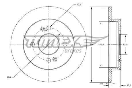 Диск тормозной (задний) Hyundai i10 07-13/Kia Picanto 04- (234x10) TOMEX TX7337
