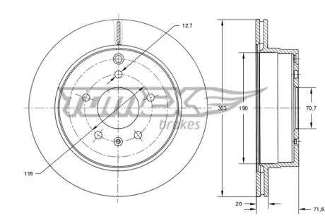 Диск тормозной (задний) Chevrolet Captiva/Opel Antara (303x20) 06- TOMEX TX7371