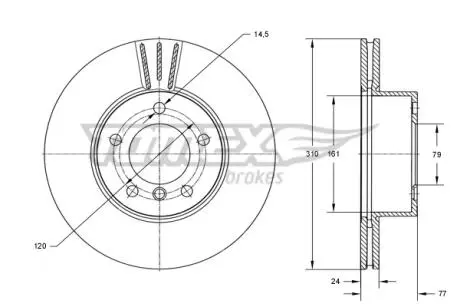 Диск тормозной (передний) BMW 5 (E60/E61) 03-10 (310x24) TOMEX TX7395