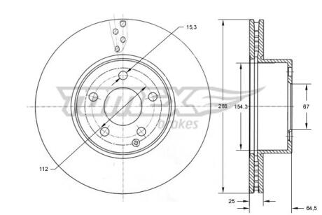 Диск тормозной (передний) MB C-class (W204/S204) 07-14 (288x25) PRO TOMEX TX7403 (фото 1)