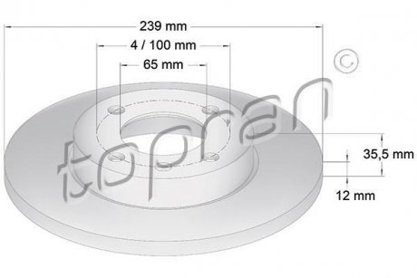 Тормозной диск TOPRAN / HANS PRIES 103406 (фото 1)