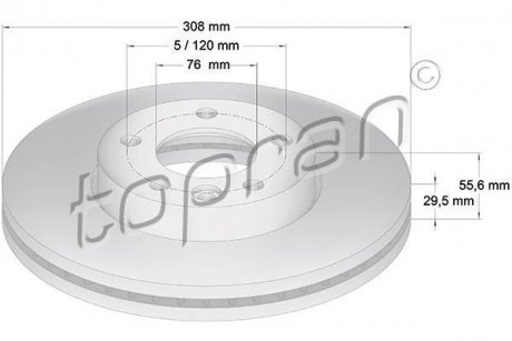 Тормозной диск TOPRAN / HANS PRIES 110428 (фото 1)