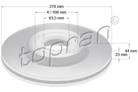 Тормозной диск TOPRAN / HANS PRIES 304458 (фото 1)