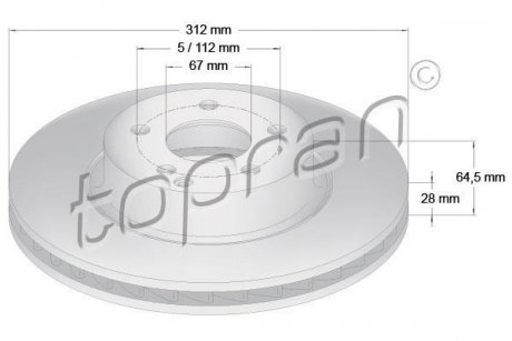 Тормозной диск TOPRAN / HANS PRIES 401053 (фото 1)