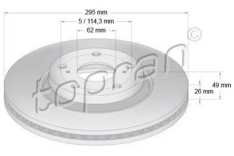 Диск гальмівний (передній) Toyota Auris 07-/Avensis 09- (295x26) TOPRAN / HANS PRIES 631167