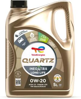 Олива моторна 0W-20 5L QUARTZ INEO XTRA Long Life ACEA C5/C6, API SP/RC, ILSAC GF-6A,FORD WSS-M2C 91 TOTAL 226006