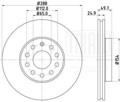 Диск тормозной перед. (КРАТНО 2ШТ.) Skoda Yeti (09-) d=288 Trialli DF 180108