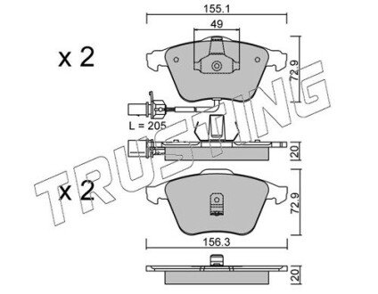 Колодки гальмівні дискові TRUSTING 565.0