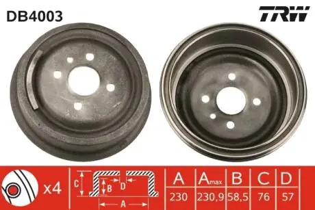 Тормозной барабан TRW DB4003