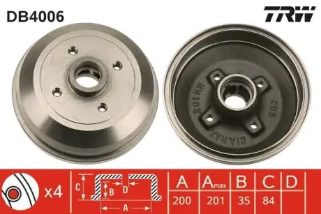 Тормозной барабан TRW DB4006