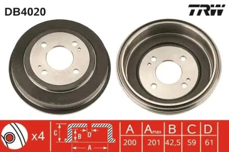 Тормозной барабан TRW DB4020