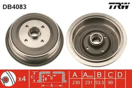 Тормозной барабан TRW DB4083