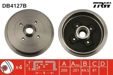 Тормозной барабан TRW DB4127B
