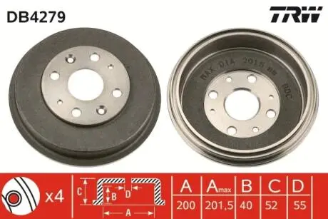 Тормозной барабан TRW DB4279