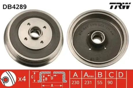 Тормозной барабан TRW DB4289
