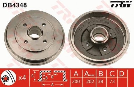 Тормозной барабан TRW DB4348