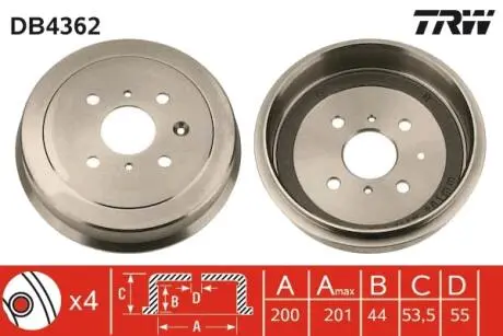 Тормозной барабан TRW DB4362