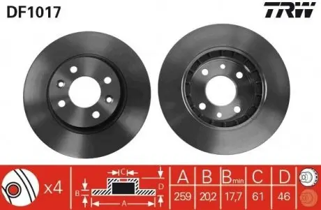 Диск тормозной TRW DF1017