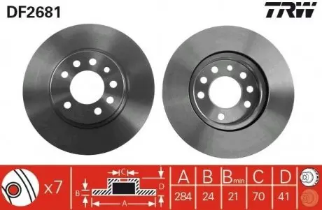 Диск тормозной TRW DF2681