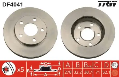 Диск гальмівний TRW DF4041
