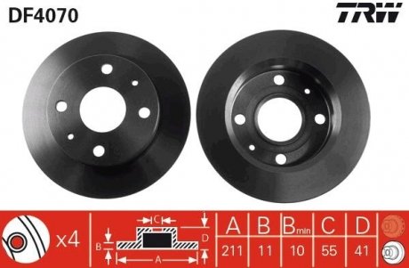 Диск тормозной TRW DF4070 (фото 1)