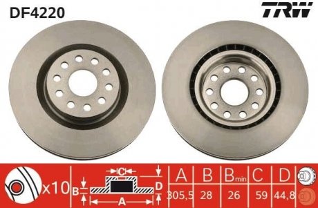 Диск тормозной TRW DF4220 (фото 1)