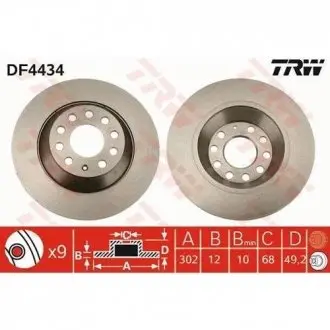 Диск тормозной (1 шт.).) AUDI A6 R "04>> TRW DF4434