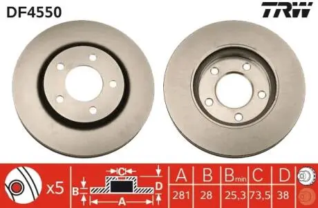Диск тормозной TRW DF4550