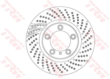 Диск гальмівний передн Прав PORSCHE 718 BOXSTER, 718 CAYMAN, 911, 911 TARGA, BOXSTER, CAYMAN 2.0-3.8 06.08- TRW DF6541S