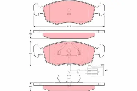 Гальмівні колодки, дискове гальмо (набір) TRW GDB1208