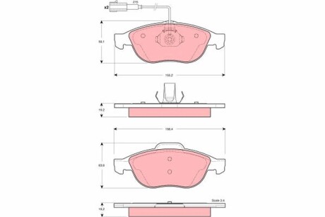 Гальмівні колодки, дискове гальмо (набір) TRW GDB1441