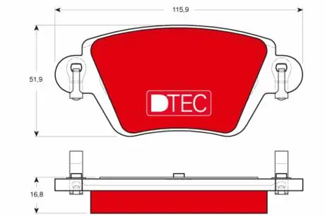 Керамічні гальмівні колодки задн, FORD MONDEO III, JAGUAR X-TYPE I, RENAULT KANGOO, KANGOO EXPRESS 1.2-3.0 02.00- TRW GDB1525DTE