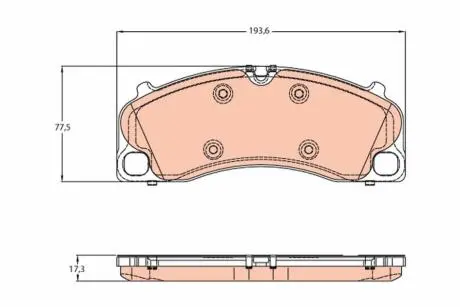 Комплект гальмівних колодок передн, JAGUAR F-PACE, PORSCHE 718 BOXSTER, 718 CAYMAN, 911, 911 TARGA, BOXSTER, BOXSTER SPYDER, CAYMAN 2.0-4.0 04.12- TRW GDB1952