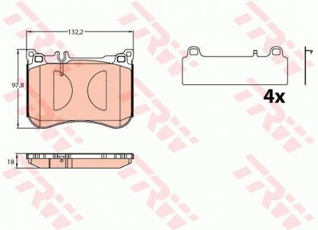 Комплект тормозных накладок для дисковых тормозов. TRW GDB2144