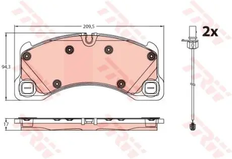 Тормозные колодки (передние) Porsche Cayenne 02-/Macan 14-/Panamera 10-16/VW Touareg 02- TRW GDB2243