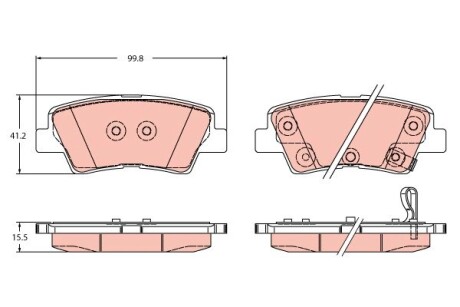 Гальмівні колодки дискові HYUNDAI/KIA Sonata/Optima \'\'2.4 \'\'R \'\'14-19 TRW GDB2353