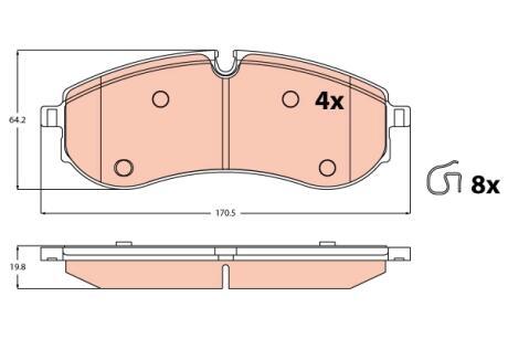 Гальмівні колодки дискові MAN/VW TGE/Crafter "R "16>> TRW GDB2382