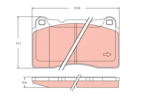 Комплект гальмівних колодок передн, RENAULT MEGANE III 2.0 11.08-09.16 TRW GDB2453