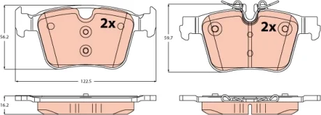Комплект гальмівних колодок, VOLVO C40, S60 III, S90 II, V60 II, V90 II, XC40, XC60 II, XC90 II 2.0-Electric 09.14- TRW GDB2532