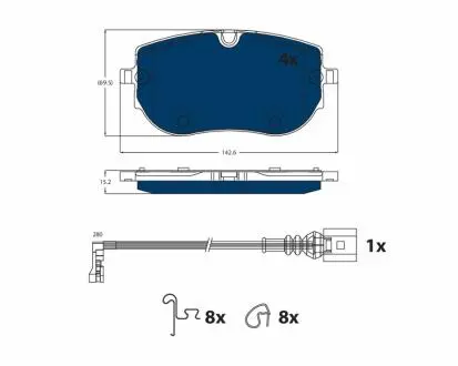 Комплект гальмівних колодок передн ((EN) for electric vehicles), AUDI Q4, SKODA ENYAQ IV, VW ID.4, ID.5, ID.7 Electric 05.20- TRW GDB2548BTE
