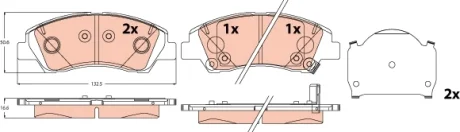 Комплект гальмівних колодок передн, HYUNDAI I10 II, I10 III 1.0/1.0LPG/1.2 08.13- TRW GDB2563